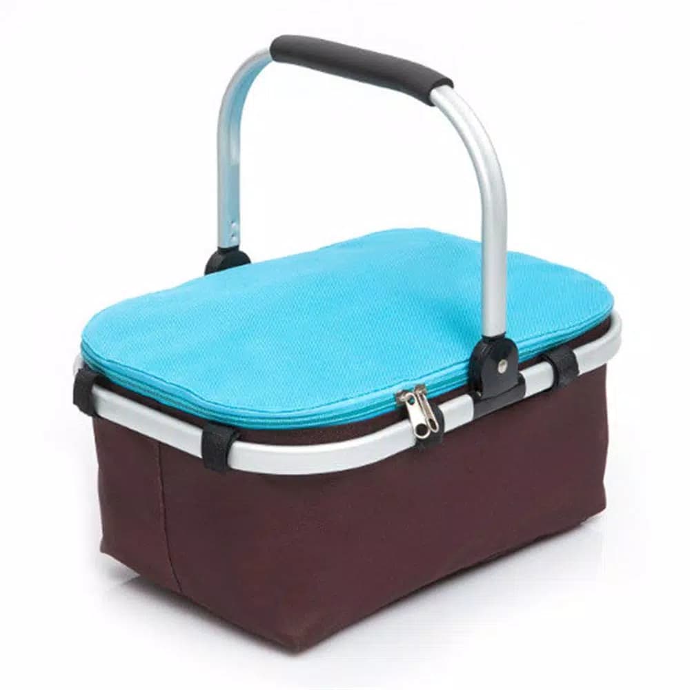 Unbranded 4-Gallon Portable Foldable Thermal Insulation Picnic Basket, Blue