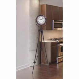 LITTON LANE 57 in. Industrial Tripod Floor Clock with Camera-Style Base thumbnail 1