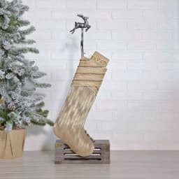 VHC Brands 20 in. Celebrate Bronze and Tan Glam Christmas Stocking with Gold Lurex and Lace thumbnail 2