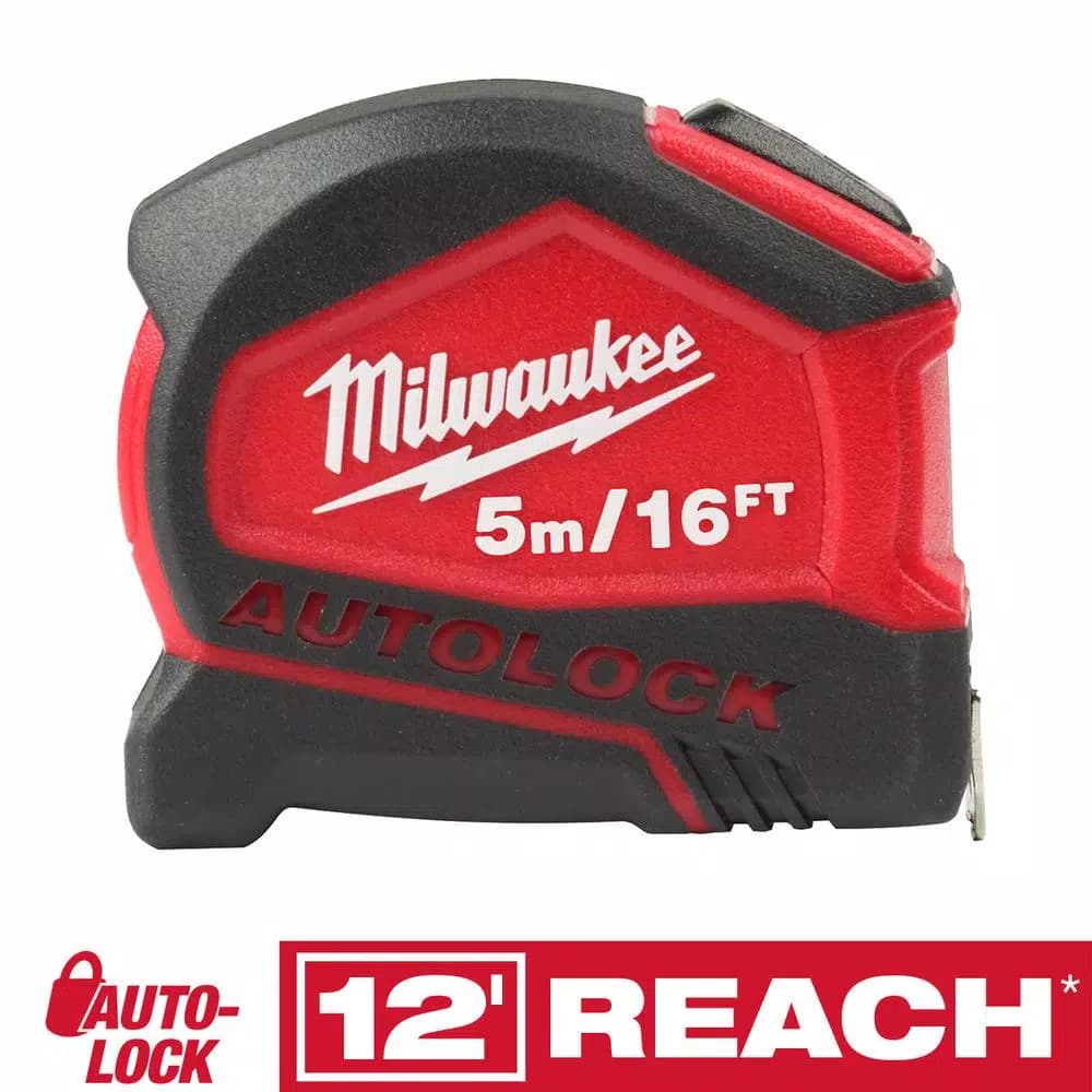 Milwaukee 16 ft. Compact Auto-Lock Tape Measure with Nylon Blade Protection