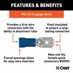 CURT Male Quick Connectors, 16-14 Gauge Wire, Blue, 100-Pack thumbnail 2