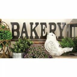 LITTON LANE Kitchen Whimsy 23 in. Bakery Wooden Table Sign with Rustic Iron Finish thumbnail 1