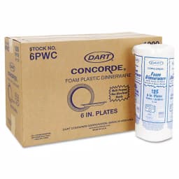 DART Concorde 6 in. White Foam Plastic Plates, Non-Laminated, 1000 Count Case thumbnail 2