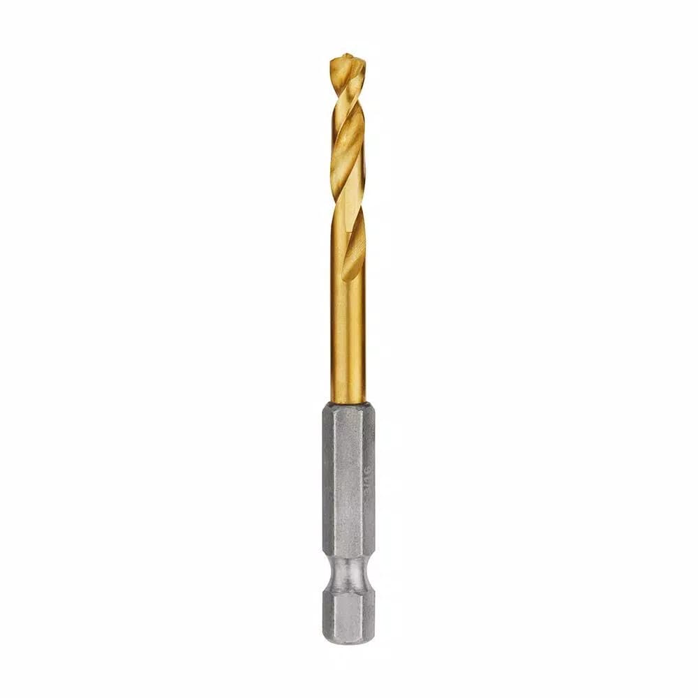 Milwaukee SHOCKWAVE 3/16 in. Titanium Twist Drill Bit with 1/4 in. Hex Shank
