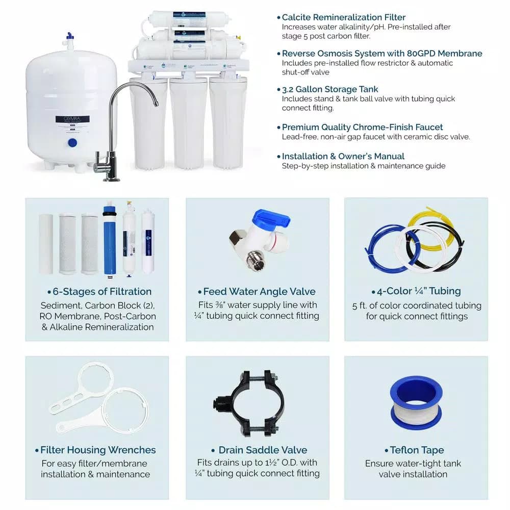 Olympia Water Systems 6-Stage Alkaline Reverse Osmosis Under-Sink Water Filtration System
