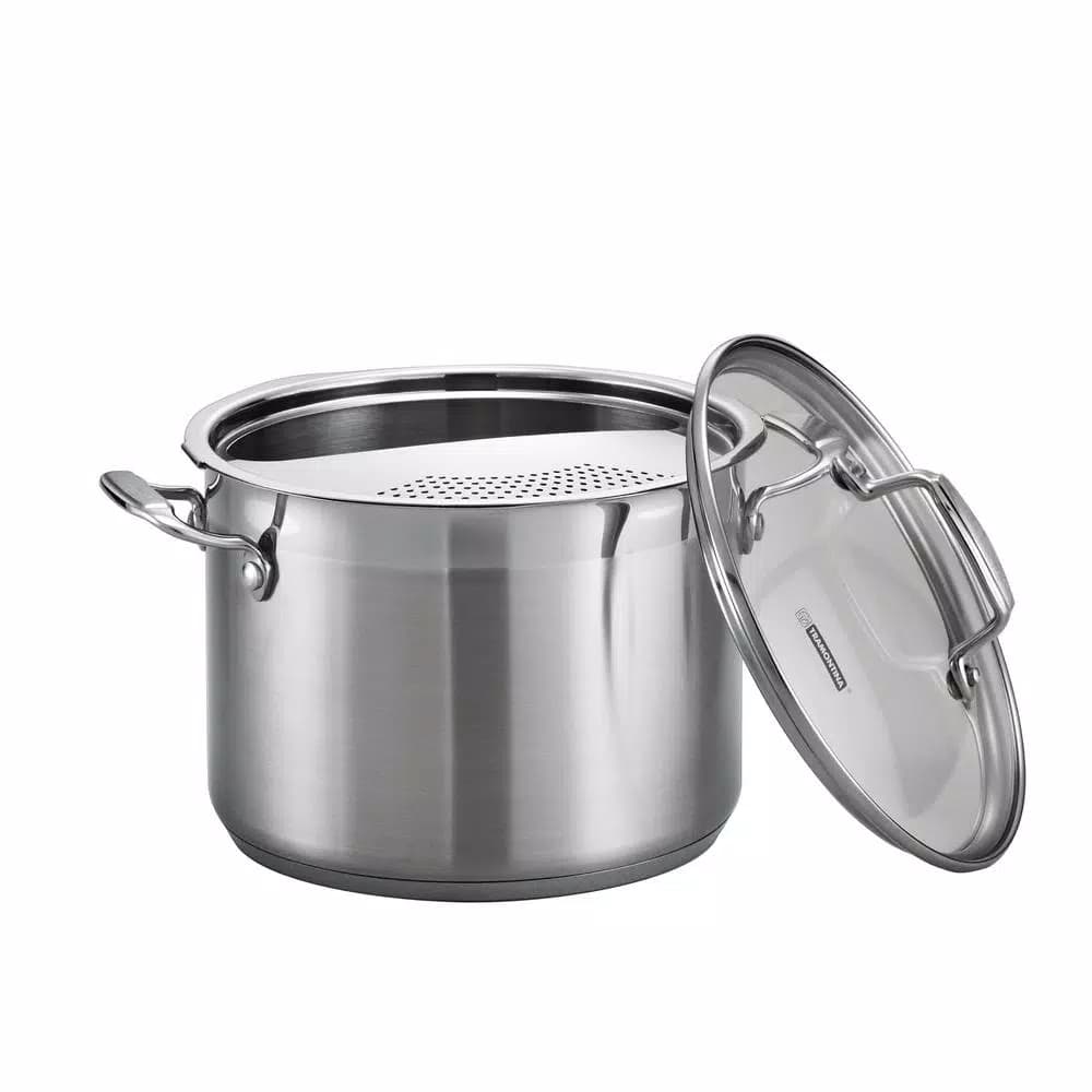 Tramontina Gourmet 6 Qt. Stainless Steel 3-Pc Pasta Cooker Set with Glass Lid