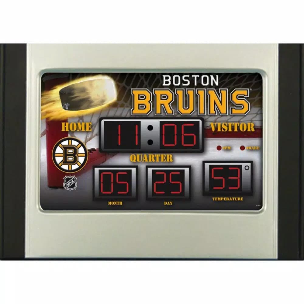 Team Sports America Boston Bruins Scoreboard Digital Alarm Clock with Temperature & Date Display