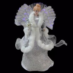 Northlight 13.5 in. Fiber Optic Angel Christmas Tree Topper - Silver Gray & White thumbnail 2