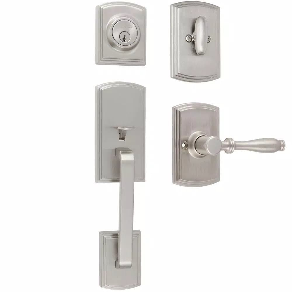 Delaney Visconti Italian Collection Single Cylinder Satin Nickel Handleset with Sorado Interior Lever