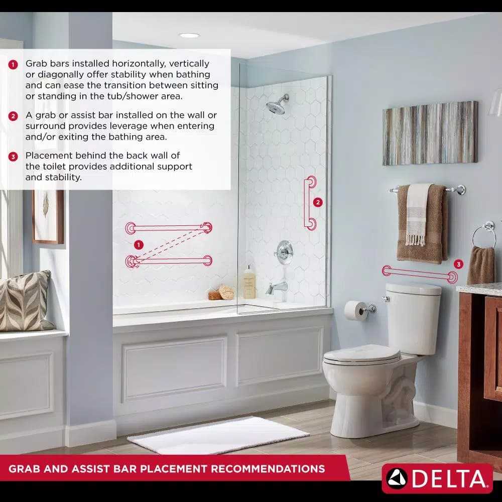 Delta Decor Assist Traditional 24 in. Towel Bar with Integrated Assist Bar, Stainless Steel