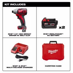 Milwaukee M18 18V Lithium-Ion 1/4 in. Hex 2-Speed Impact Driver Kit with (2) 3.0Ah Batteries, Charger, and Case thumbnail 2
