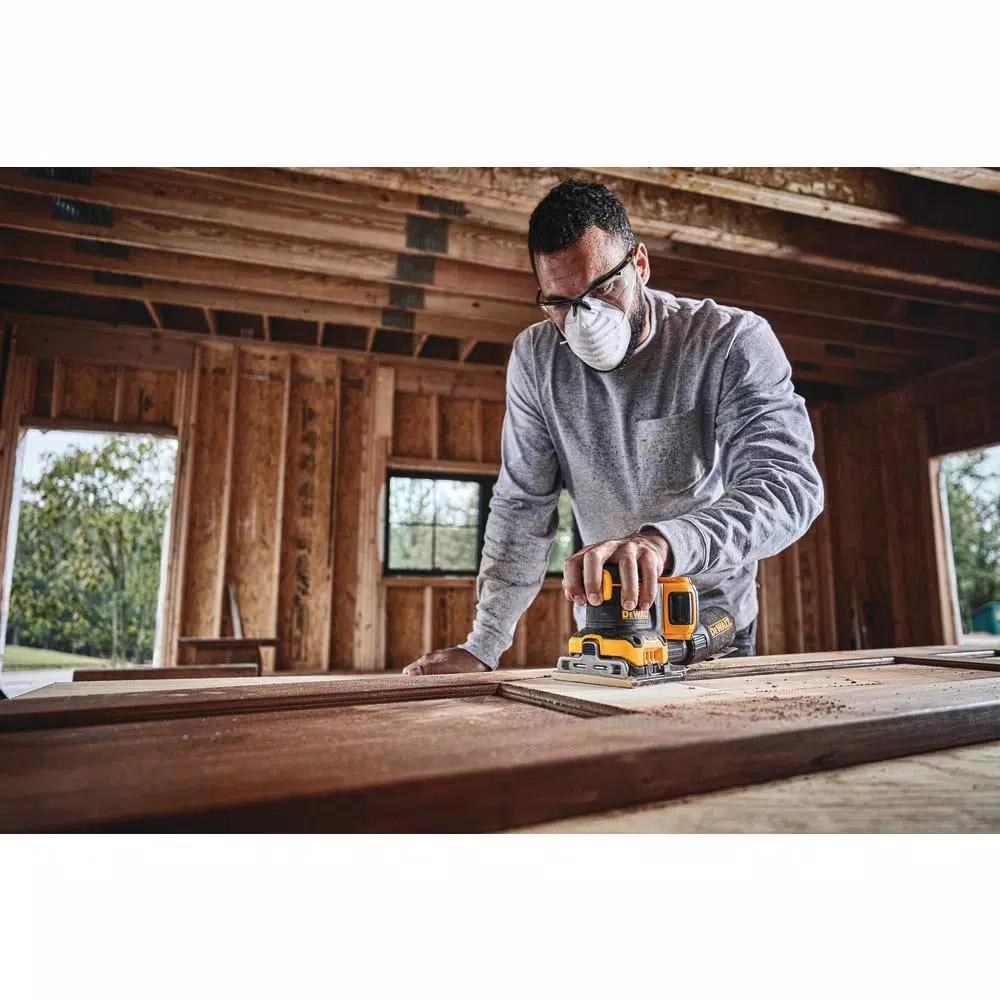 DEWALT 20V MAX XR Cordless Brushless 1/4 Sheet Variable Speed Sander Kit with 2.0 Ah Battery and Charger