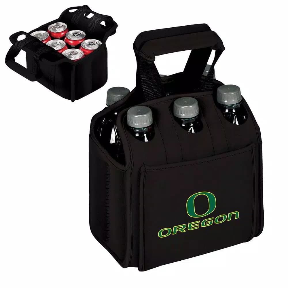 Picnic Time University of Oregon Ducks 6-Bottle Insulated Neoprene Beverage Carrier, Black