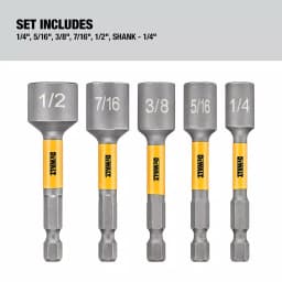 DEWALT MAX IMPACT 5-Piece Nut Driver Set, Impact Rated Hex Shank Nut Setters thumbnail 5