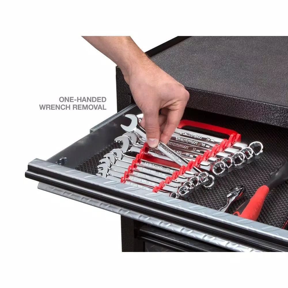 TEKTON 11-Tool Store-and-Go Wrench Rack Keeper, Red