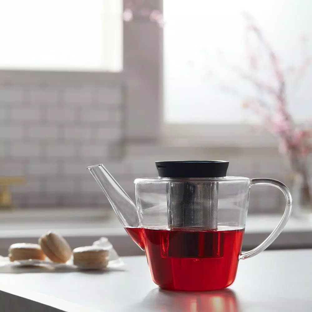VIVA Scandinavia Infusion Glass Teapot with Stainless Steel Infuser, 39 oz