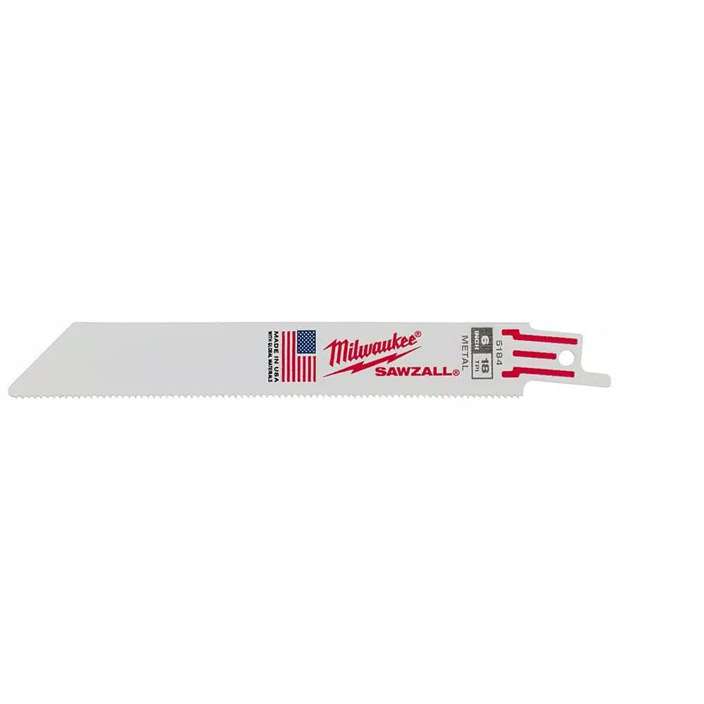 Milwaukee 6 in. 18 TPI Metal Cutting Reciprocating Saw Blades, 5-Pack