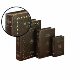 LITTON LANE Vintage Reflections Set of 3 Classic Faux Leather & Wood Book Boxes thumbnail 3