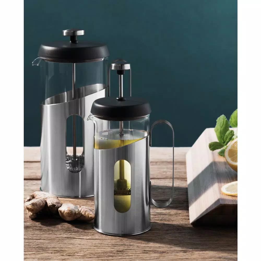 BergHOFF Essentials 2-Cup Stainless Steel and Glass French Press Coffee and Tea Maker, 16 oz