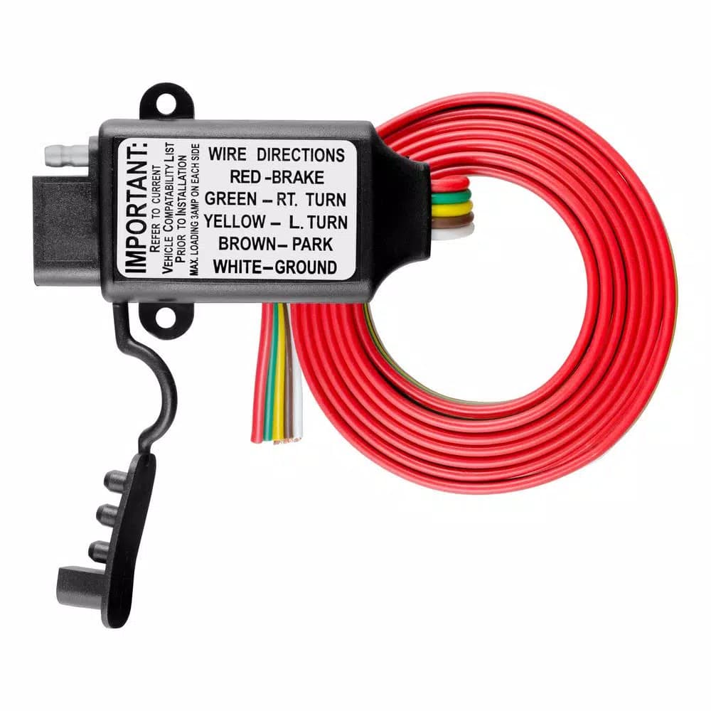 CURT 3-to-2-Wire Taillight Converter with 4-Way Flat Connector