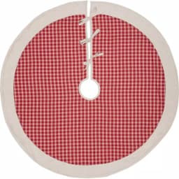 VHC Brands 48 in. Red Plaid Christmas Farmhouse Tree Skirt with Flannel Lining thumbnail 1