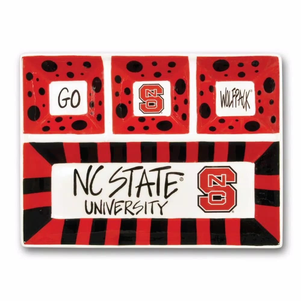 Magnolia Lane NC State NCAA Officially Licensed 4-Section Ceramic Tailgating Serving Platter