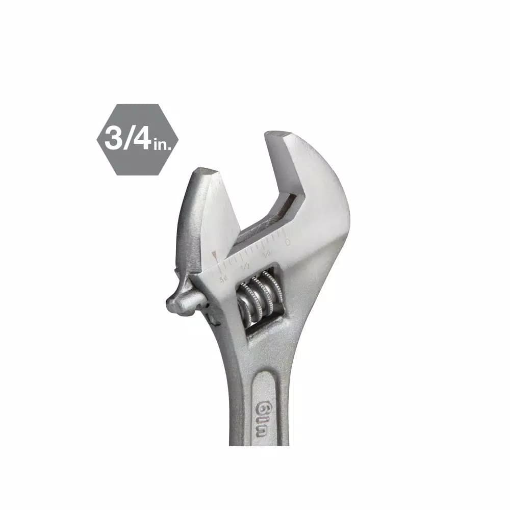 TEKTON 6 in. Adjustable Wrench, Carbon Steel with Satin Chrome Finish