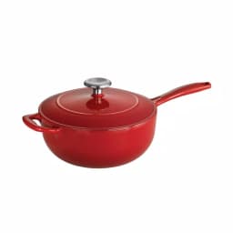Tramontina Gourmet 3 Qt. Enameled Cast Iron Saucier with Lid, Gradated Red thumbnail 3