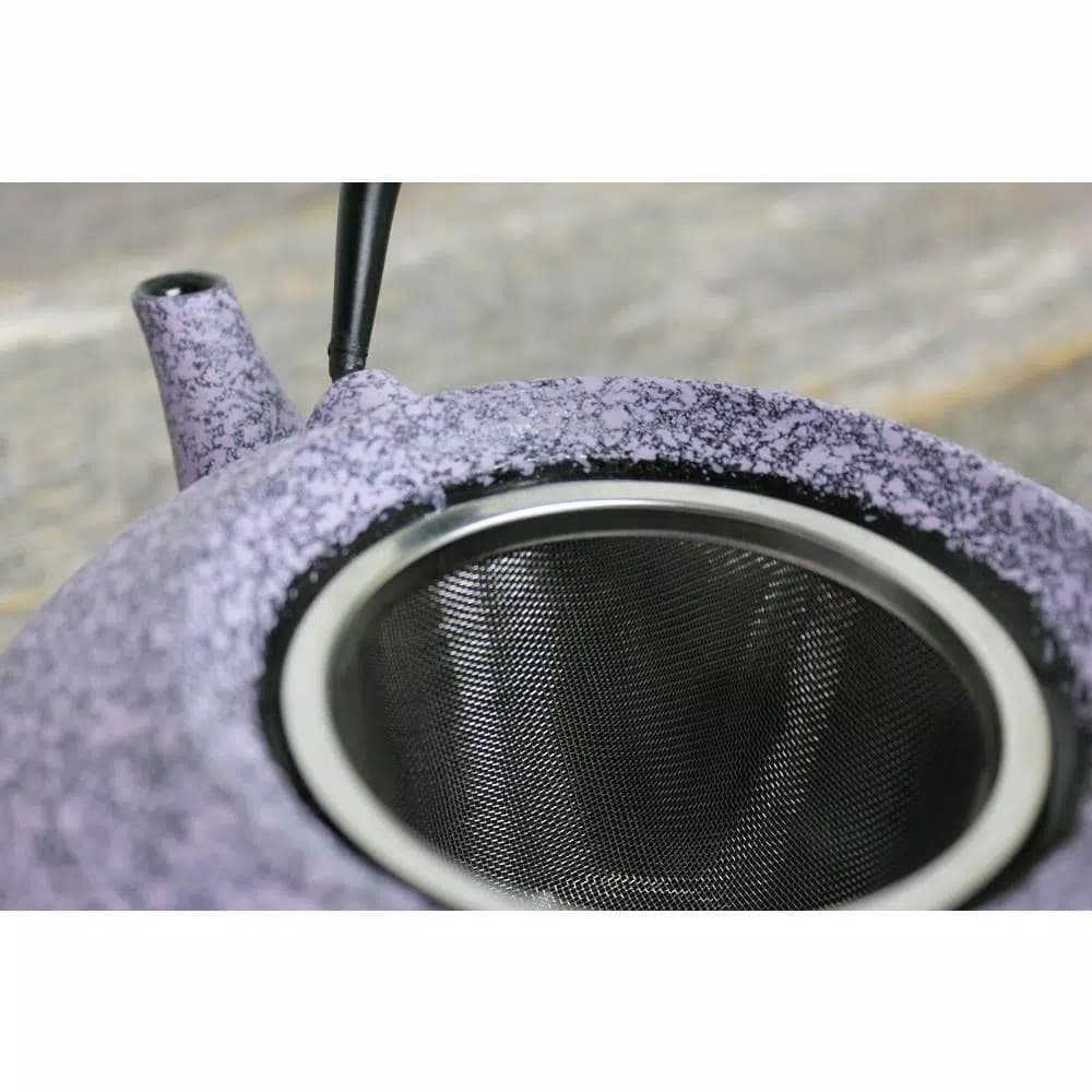 BergHOFF Studio 5.6-Cup Cast Iron Purple Teapot with Stainless Steel Mesh Insert