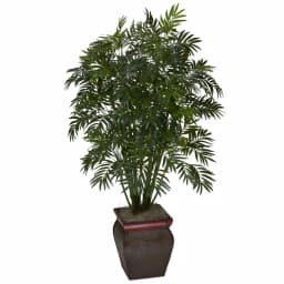 Nearly Natural 45 in. Artificial Green Mini Bamboo Palm with Decorative Vase thumbnail 1
