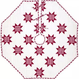 VHC Brands Emmie 48 in. Red Patchwork Christmas Tree Skirt - Hand-Quilted Cotton thumbnail 1