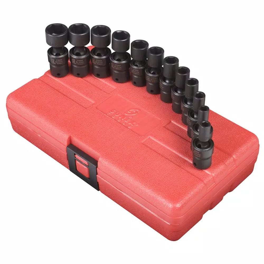 SUNEX TOOLS 1/4 in. Drive Metric Deep Impact Socket Set, 12-Piece