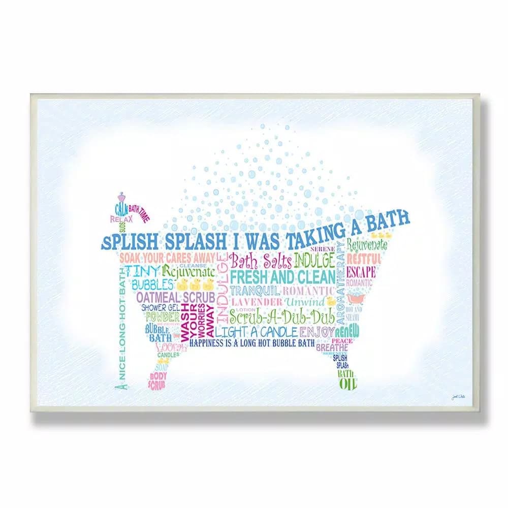 Stupell Industries Splish Splash Typography Bathroom Wood Wall Art, 12.5 x 18.5 in.