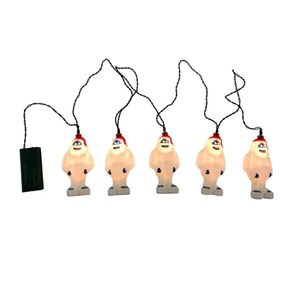 Rudolph 4 in. 5-Light White LED Bumble with Santa Hat Christmas Specialty Lights, Battery Operated, 56 in.