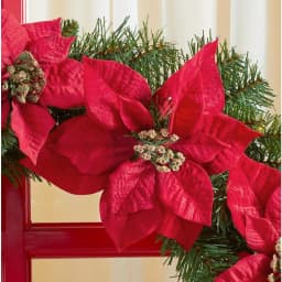 Home Accents Holiday 30 in. Berry Bliss Pre-Lit LED Artificial Christmas Wreath with Red Poinsettias thumbnail 6