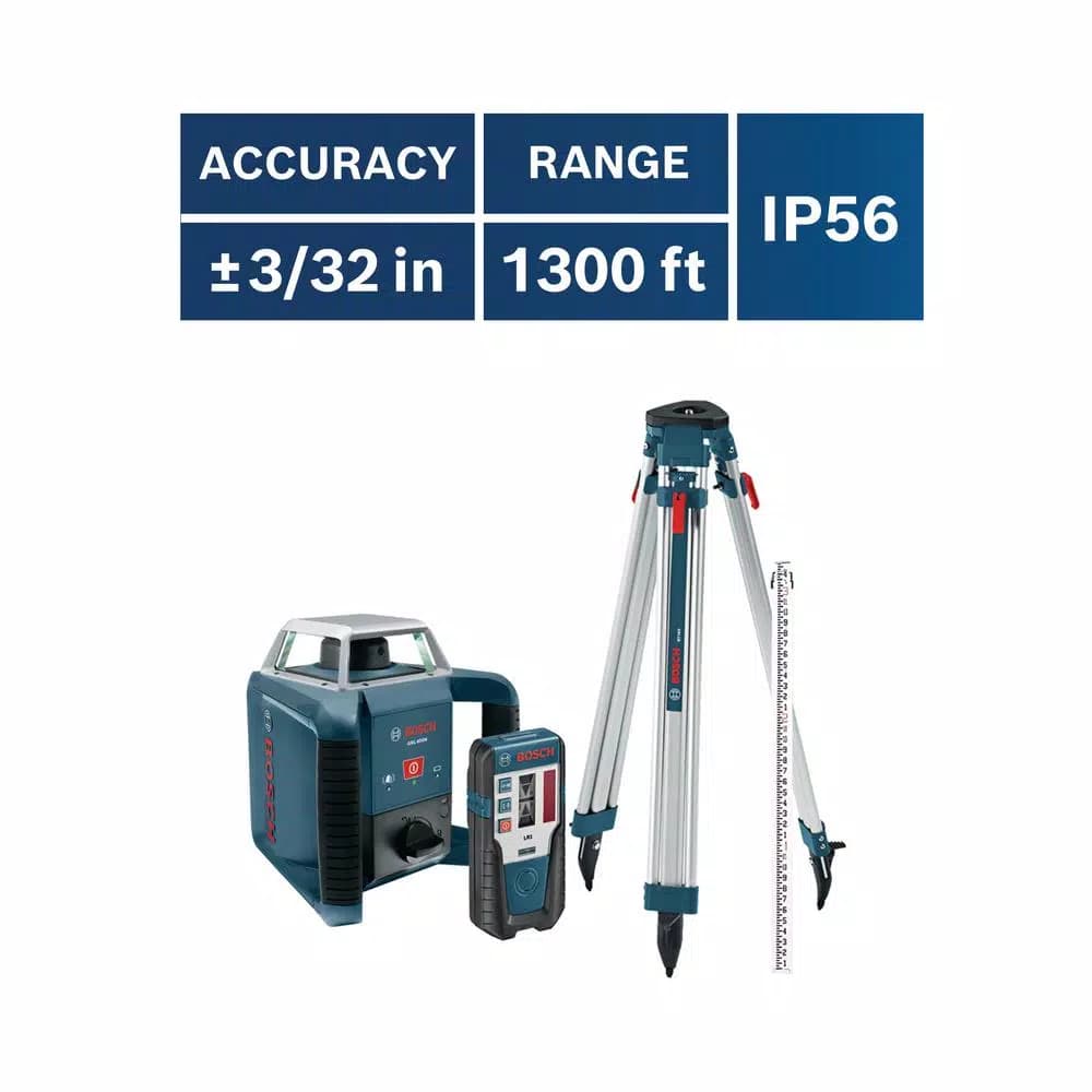 Bosch 1300 ft. Self-Leveling Rotary Laser Level Kit, 4-Piece Set