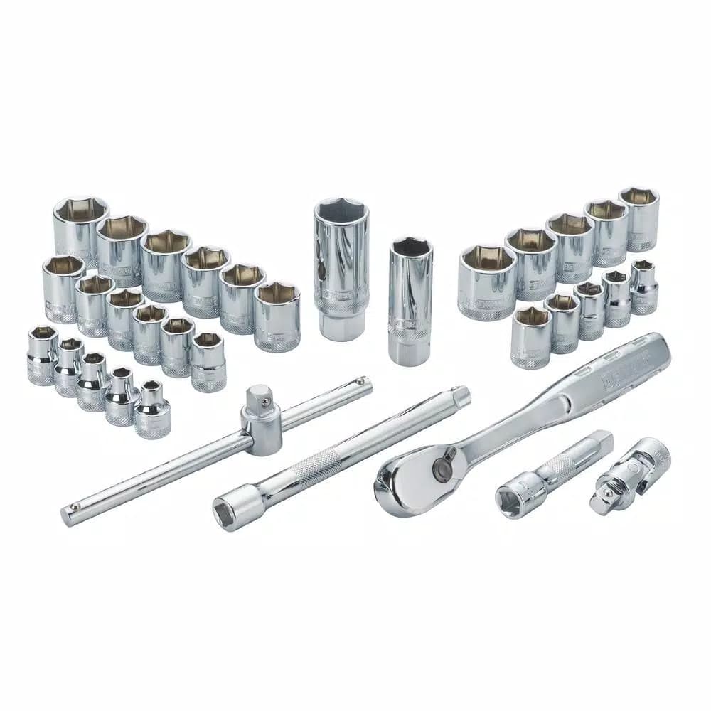 DEWALT 3/8 in. Drive 34-Piece Combination Socket Set with Ratchet, Metric & SAE