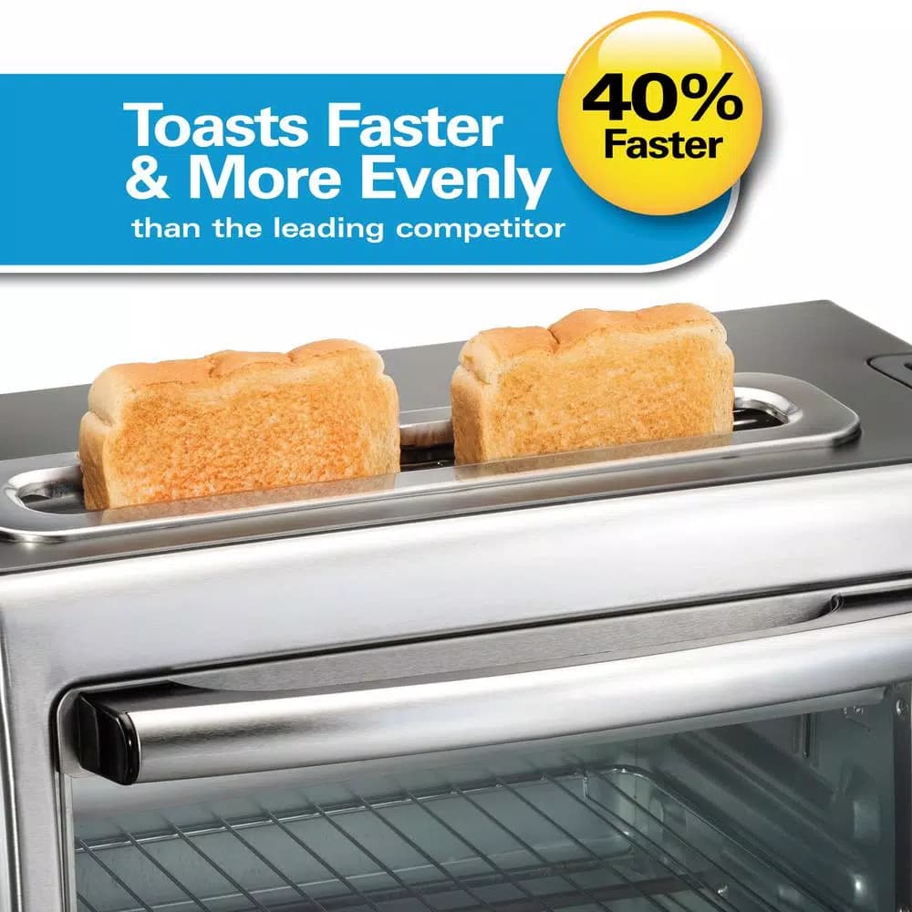 Hamilton Beach 2-in-1 1450W Toaster Oven and 4-Slice Toaster, Silver