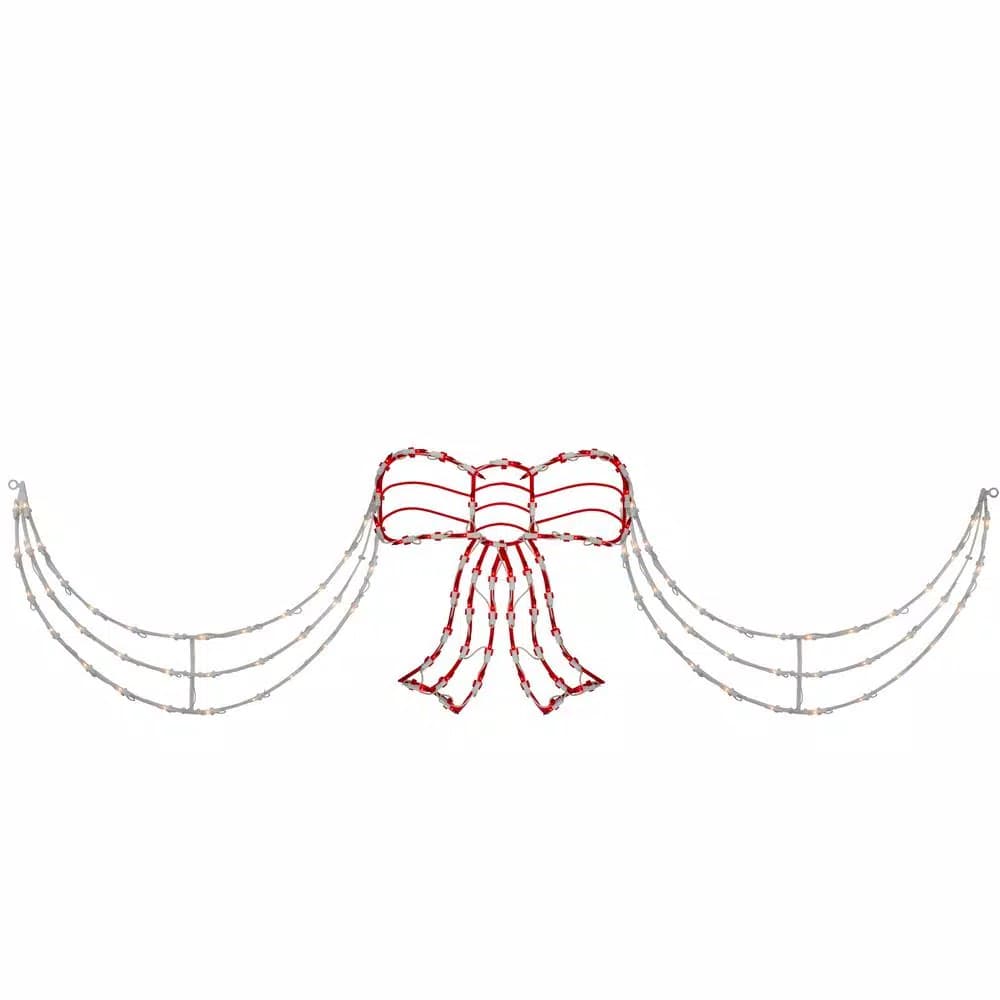 Northlight 155-Light Red and White Bow and Swag Christmas Decoration Set, Indoor/Outdoor Specialty Lights