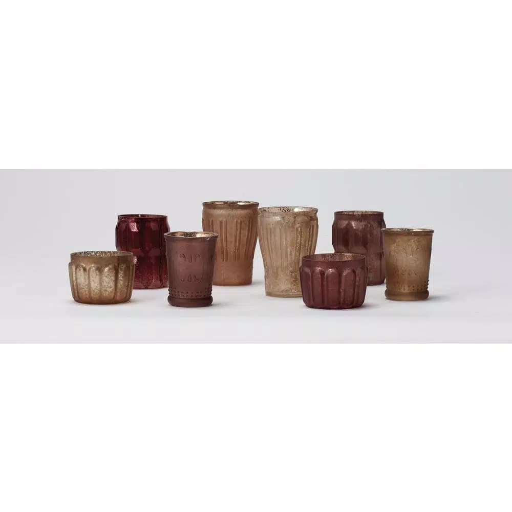 3R Studios Kalis Multi-Colored Mercury Glass Tealight Candle Holders, Set of 8