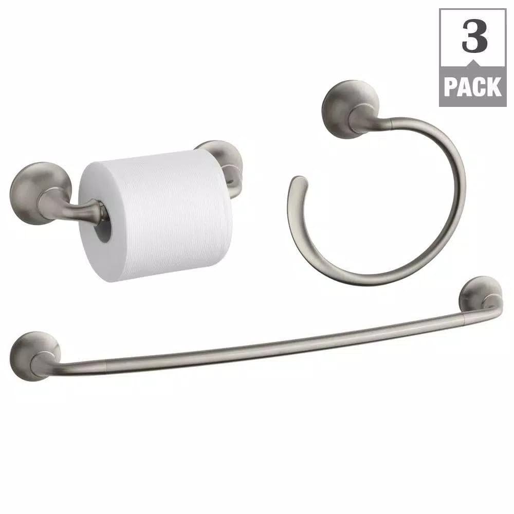 KOHLER Forte Sculpted 3-Piece Bath Hardware Set, Brushed Nickel