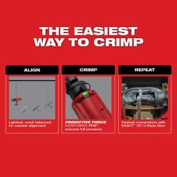 Milwaukee M18 FORCE LOGIC 750 MCM Cordless Crimper Kit with EXACT Copper U-Style Dies thumbnail 7