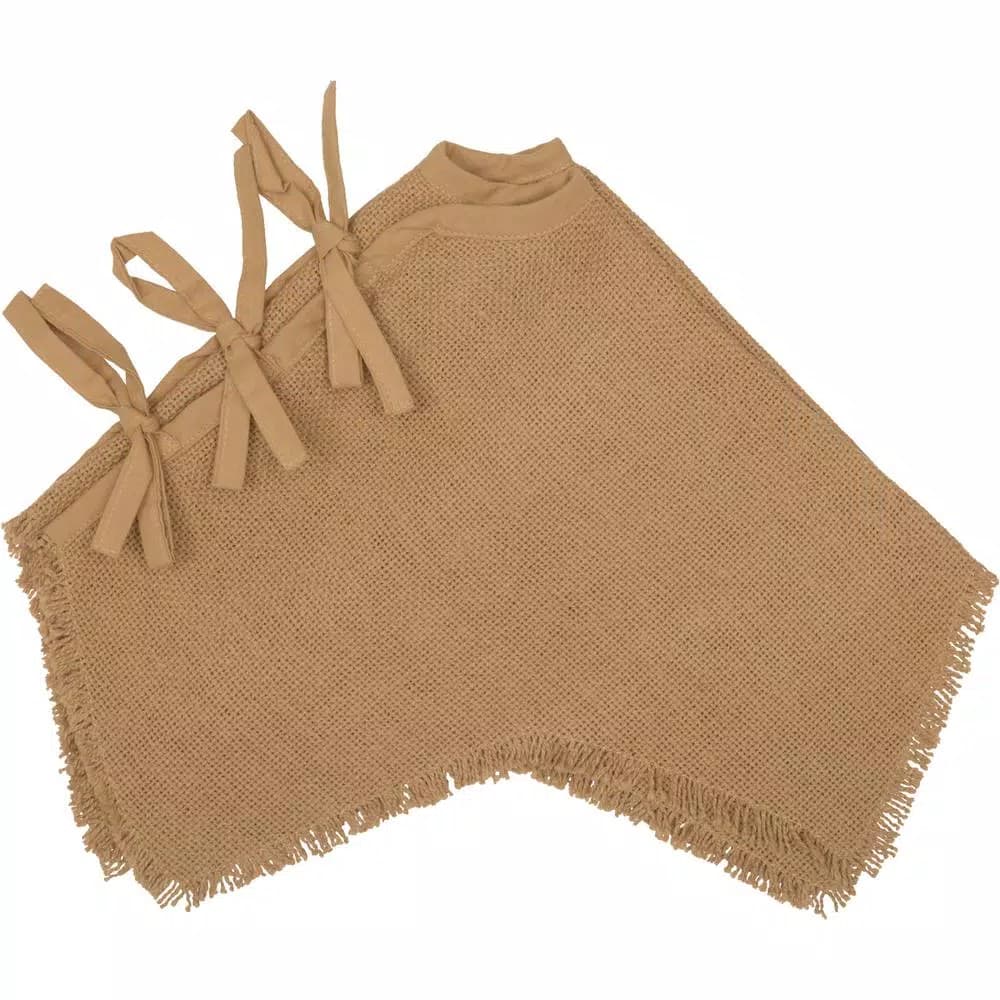 VHC Brands 21 in. Burlap Natural Tan Farmhouse Christmas Mini Tree Skirt with 8-Point Star Design