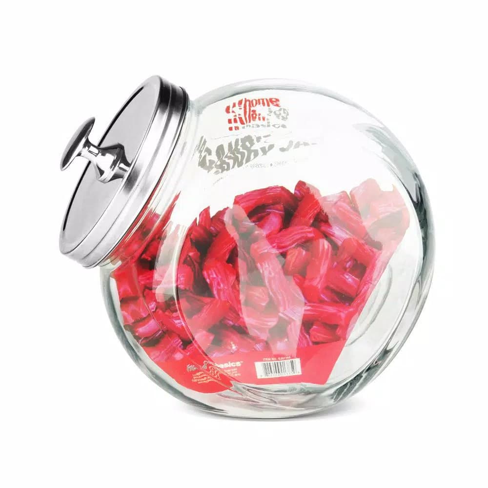 Unbranded 91 oz. Large Clear Glass Candy Jar with Stainless Steel Lid