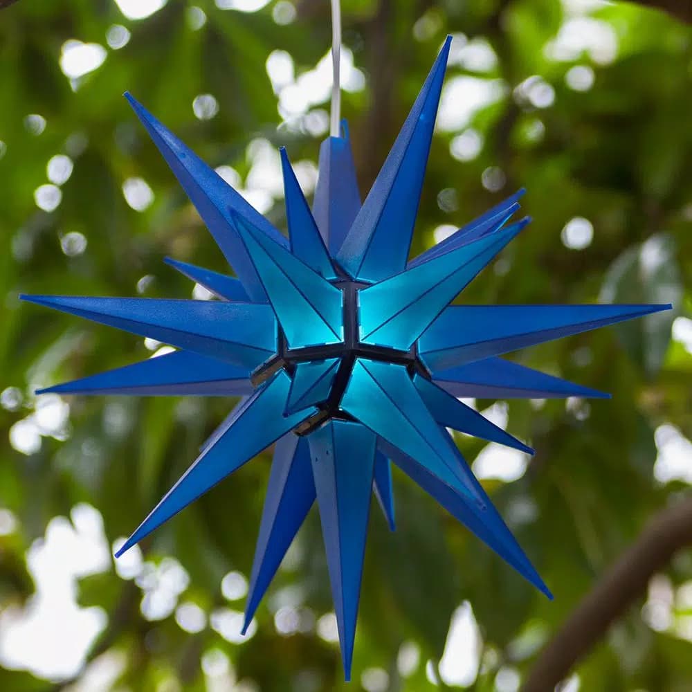 Kringle Traditions 14 in. Blue Illuminated LED Moravian Star Holiday Decoration