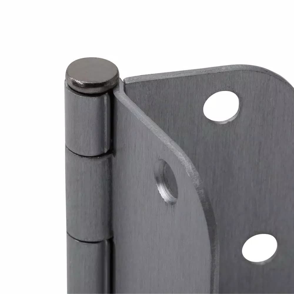 Hardware Essentials 3-1/2 in. Satin Chrome Residential Door Hinge, 5/8 in. Radius, Full Mortise (9-Pack)