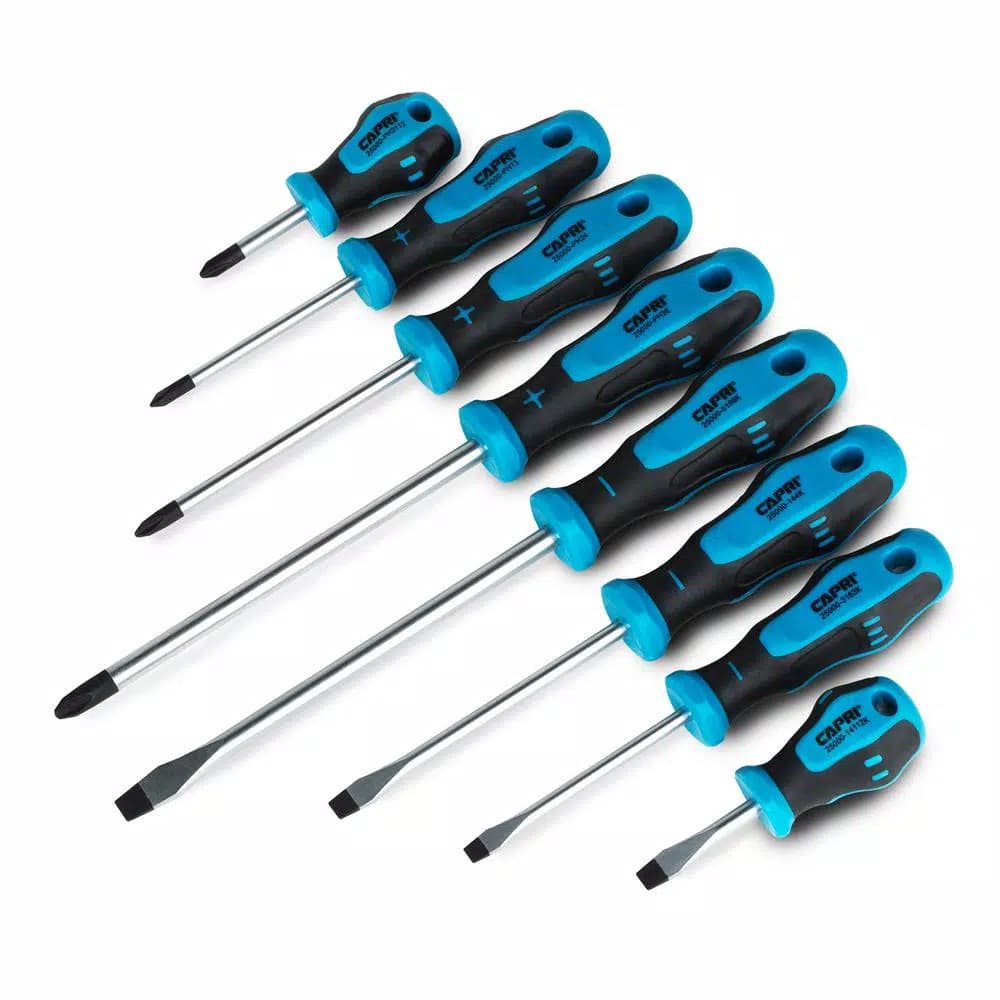 Capri Tools Kontour 8-Piece Screwdriver Set, Chrome Molybdenum Steel, Phillips & Slotted