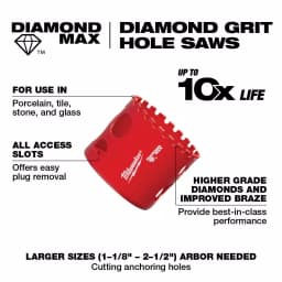 Milwaukee 1-1/2 in. Diamond Plus Hole Saw for Tile, Stone, and Glass thumbnail 3
