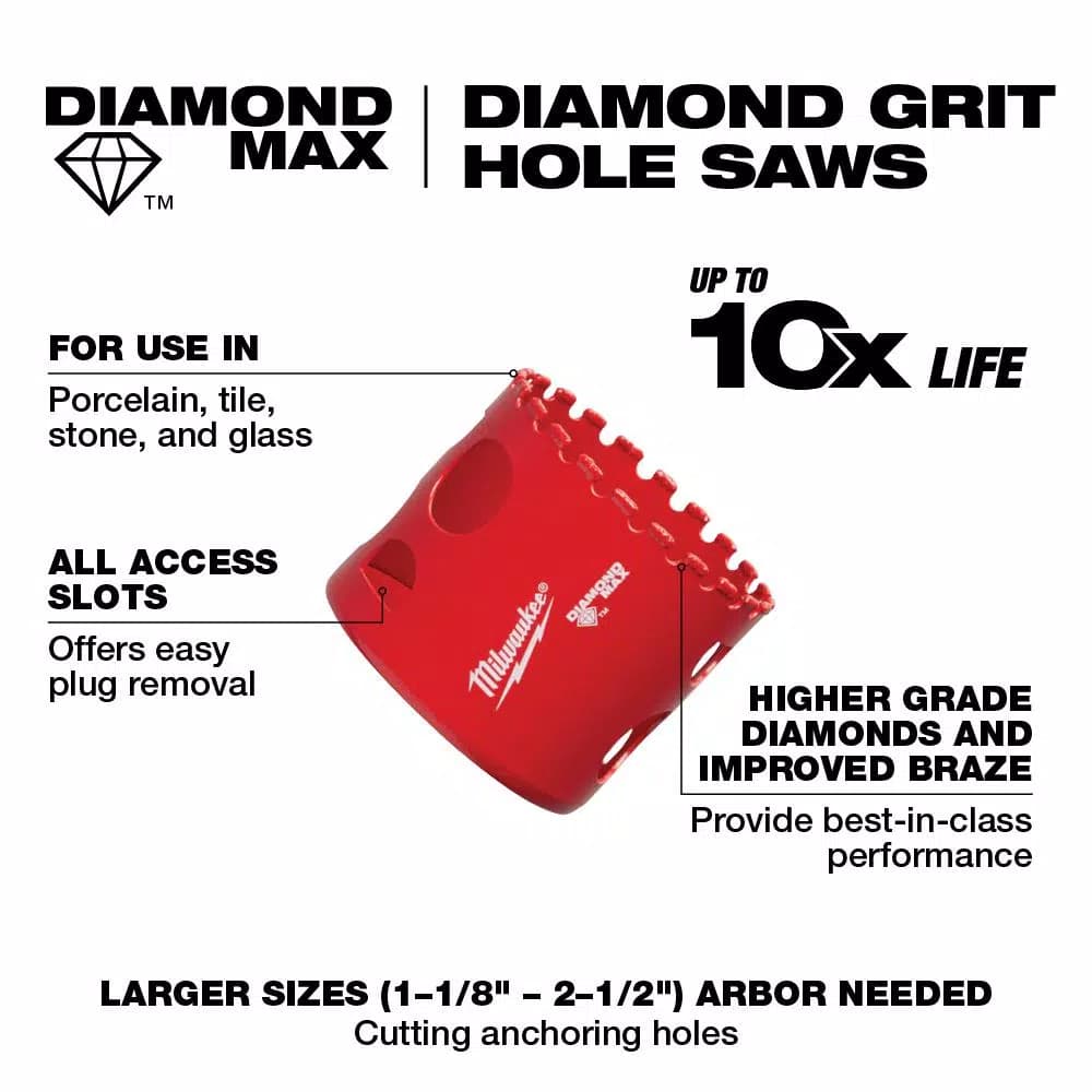 Milwaukee 1-1/2 in. Diamond Plus Hole Saw for Tile, Stone, and Glass