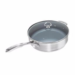 Chantal Induction 21 Steel 11.5 in. Stainless Steel Ceramic Nonstick Skillet with Glass Lid, Brushed Stainless Steel thumbnail 4